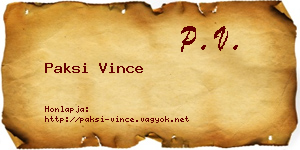 Paksi Vince névjegykártya